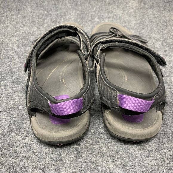 Teva Sandals Women 6.5 Black Gray Open Toe Strappy Shoes Hook & Loop Close - Picture 4 of 11